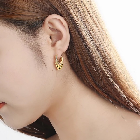 NEW 925 SILVER BEADS TASSEL HOOP EARRINGS, NICE EARRINGS, CUTE EARRINGS - Picture 2 of 6